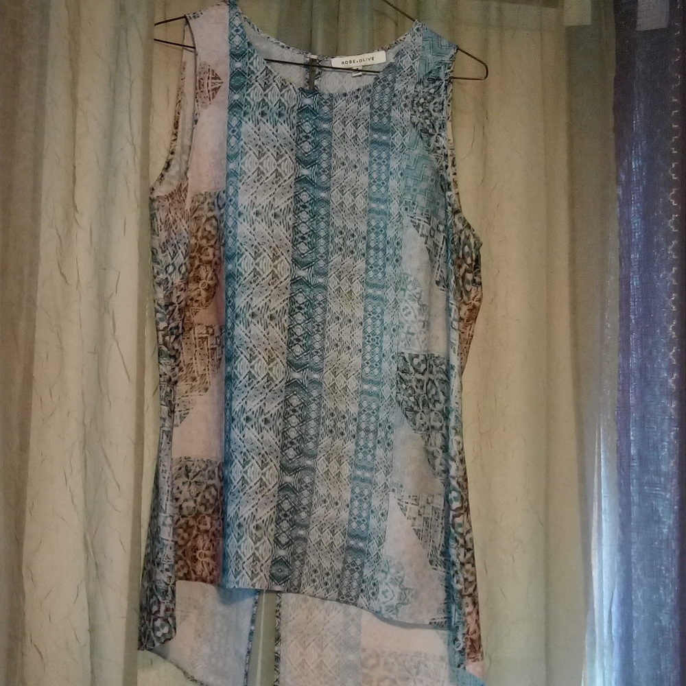 Rose & Olive multi colored sleeveless top sz M